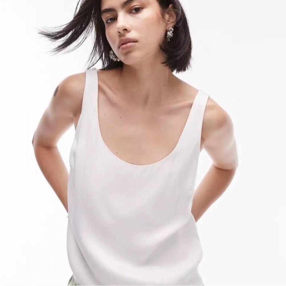 Zara Razerback White Satin Top, medium